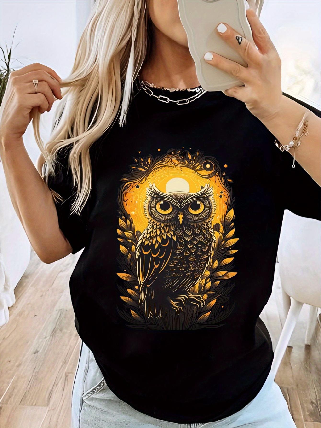 Whimsical Owl Graphic Tee XXL