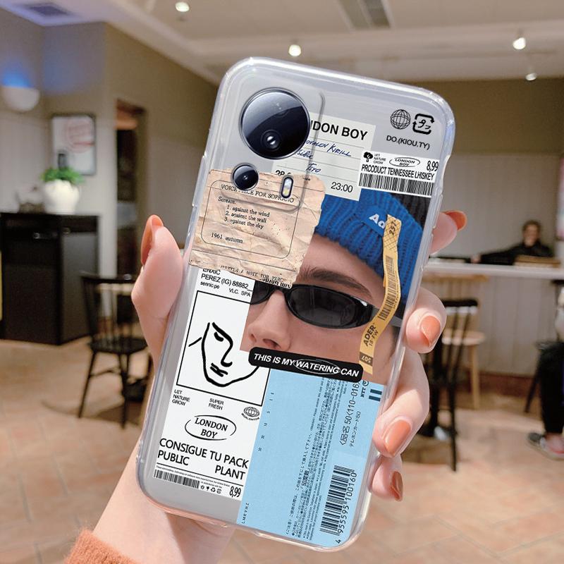 Clear Case For Xiaomi 13 Lite Shockproof Cover Cartoon Cute Cat Soft Silicone Fundas For Xiaomi 13T 14T 15T Pro Transparent Bags