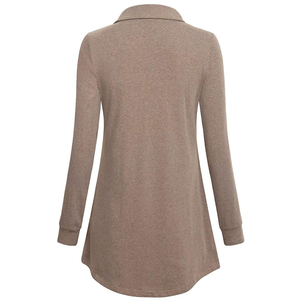 Fashoin Women's Long Sleeve Lapel Tunic Casual Pullover Sweatshirt Blouse Tops