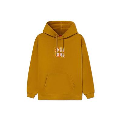 Li Ning Sports Basketball Series Hooded Sweatshirt With Square Print Men Sweatshirt Sea-Buckthorn-Brown AWDR729-8