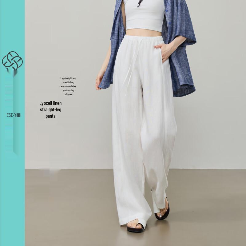 Women's Lyocell Linen Blend Relaxed Straight-Leg Pants