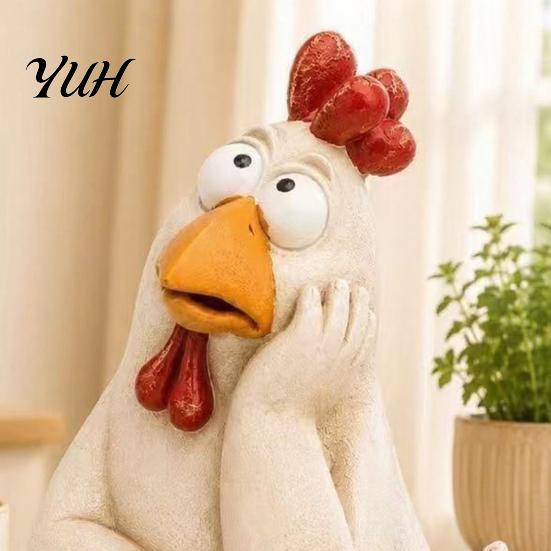 Housewarming Gifts for Gardeners Funny Chicken Garden Statue, Resin Figurine, Farmhouse Outdoor Decor Yard Balcony Flowerpot, Lawn, Decoration