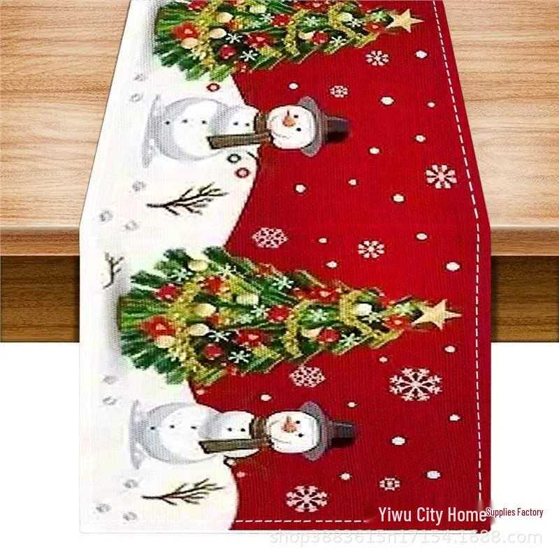 Cross-border Christmas Snowman & Santa Table Runner and Placemat