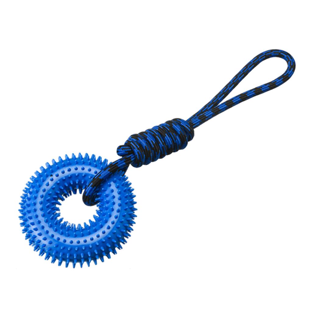 Yousheng Spiked Ring Dog Chew Toy for Aggressive Chewers Interactive Squeaky Spiky Ring with Rope Dog Training Fetch Toy for Small Medium Large Dogs