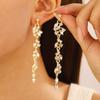 Luxury Flower Diamond Tassel Long Earrings: Elegant Alloy Leaf Design