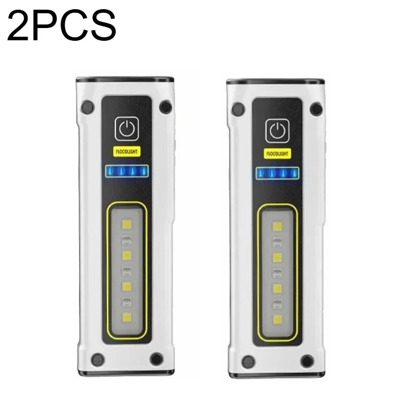 Dual Light Source LED Flashlight USB Rechargeable Work Light Built-in Battery Portable LED Torch for Emergency Camping Household