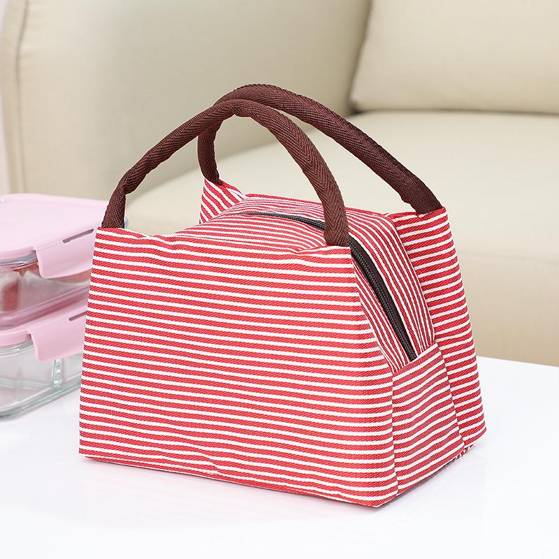 1pc Reusable Striped Outdoor Camping Lunch Bag, Pinic Bag, Tote Bento Bag for Outdoor Camping, School,Work