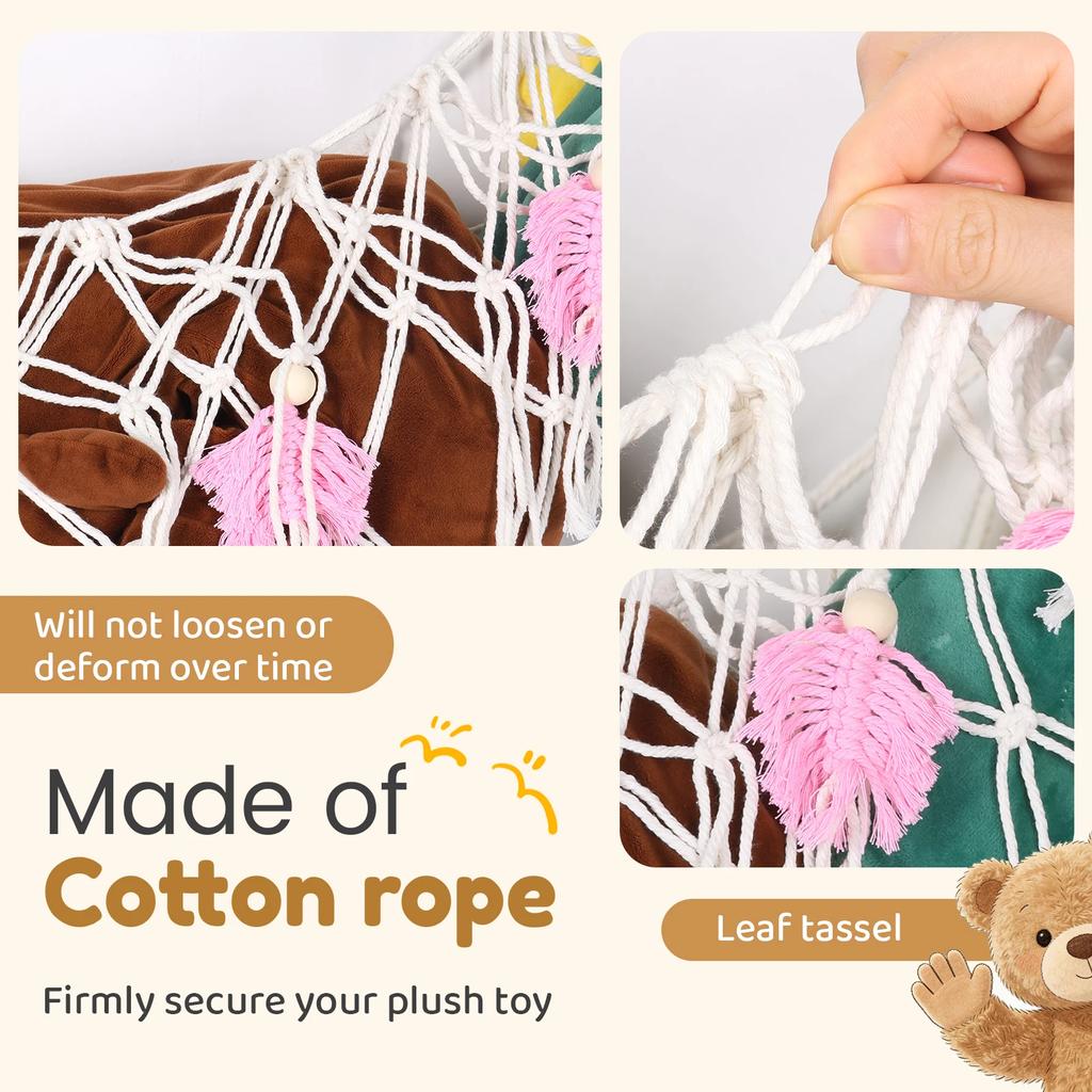 Stuffed Animal Hammock Net Cotton Rope Hanging Plush Toy Storage Net with Tassel Room Decorative Toy Organizer Kids Stuffed Mesh