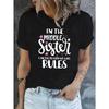 Women's I'm The Middle Sister Print Tee Crew Neck Short Sleeve Casual All Season Top