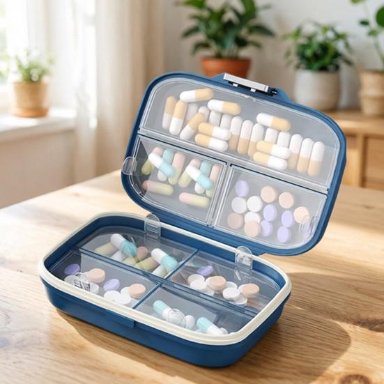 Pillendose mit 7 Fächern Doppelstöckiges Design Feuchtigkeitsdichter Verschluss Und Schiebender Zeitmarkierer Organizer für Reisen