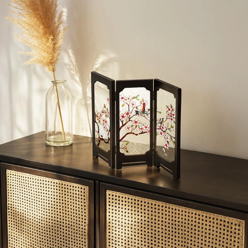 Creative Chinese-Style Floral Bird Acrylic Screen Ornament Retro Pattern Screen Crafts Desk Display Craft Home Decoration Gift
