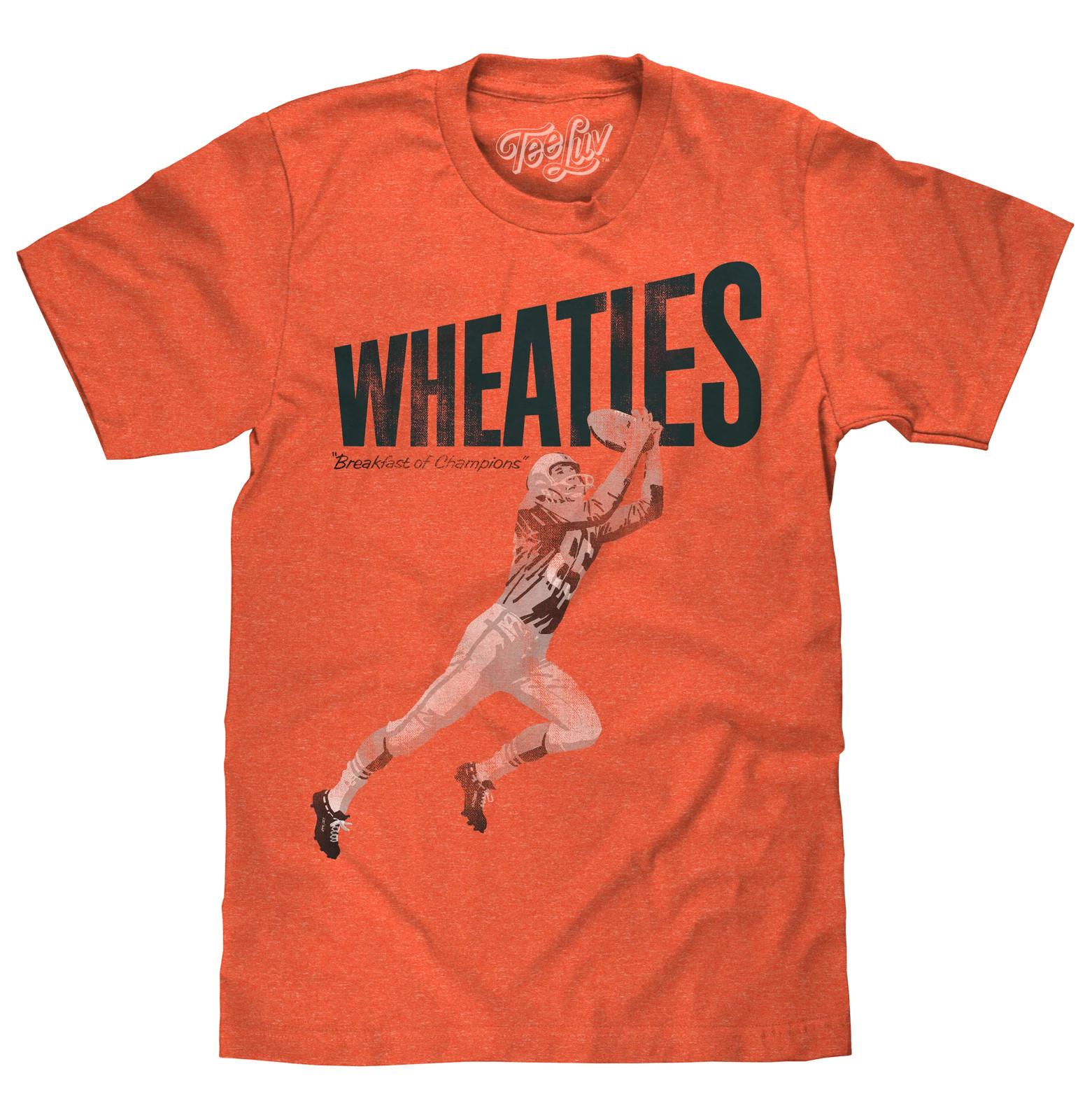 Wheaties Breakfast of Champions Football Player Mens T Shirt Orange XXL