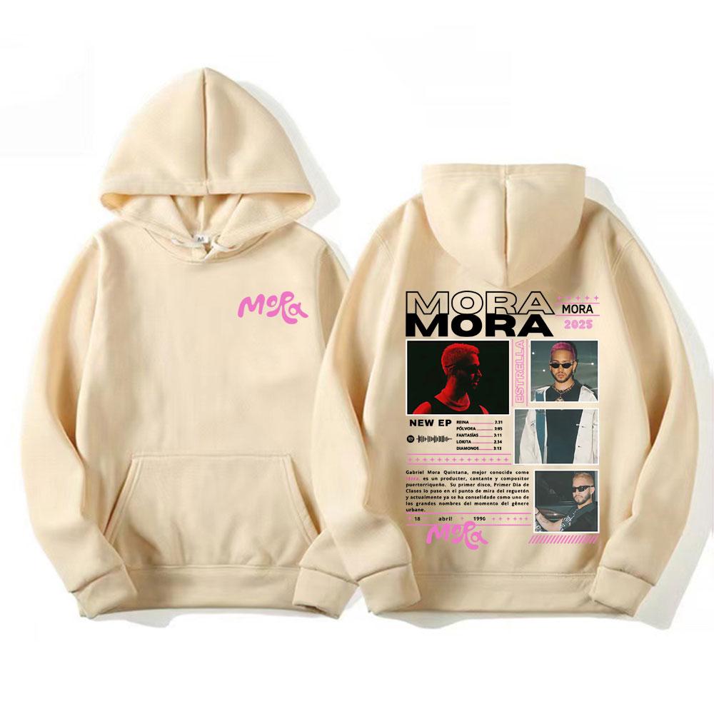 Rapper Mora Album Tour 2025 Grafik-Hoodies Herren Damen Lässiger Fleece Übergroßer Hoodie Mode Trend Hip Hop Street Sweatshirts