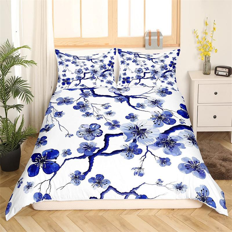Povlečení s třešňovým květem Květina Větev Povlak na přikrývku Japonský styl Botanická krajina Malby Povlak na přikrývku Dekor do ložnice