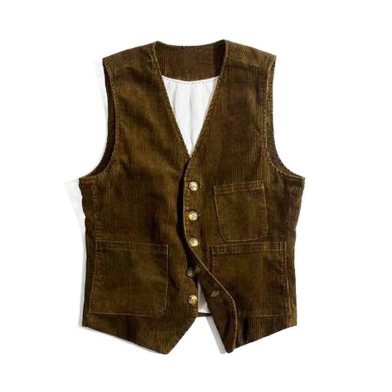 Herren Corduroy Arbeitsweste im Retro-Stil für Frühling und Herbst