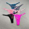 3Pcs Women's Lace Hollow Out Thongs Sheer G-Strings Sexy Ultra-low Rise Seamless Panties Perspective Bow Knickers
