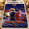 Pătură de flanelăMiraculous Ladybug Text cu Nume Personalizat Pătură moale caldă pentru aruncat Decor pentru casă Cadou