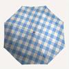 1pc Blue Checkered Pattern Automatic Open/Close Umbrella with One-Touch Button, Compact Folding Canopy, Sturdy 8-Rib Windproof Design -046