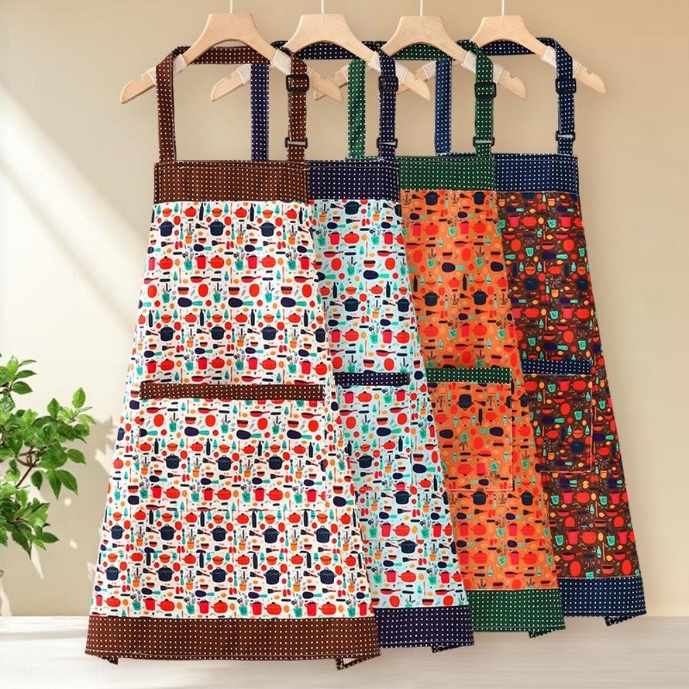 Wear Resistant Printed Apron Waterproof Women Waist Workwear Chef Apron Barbecue