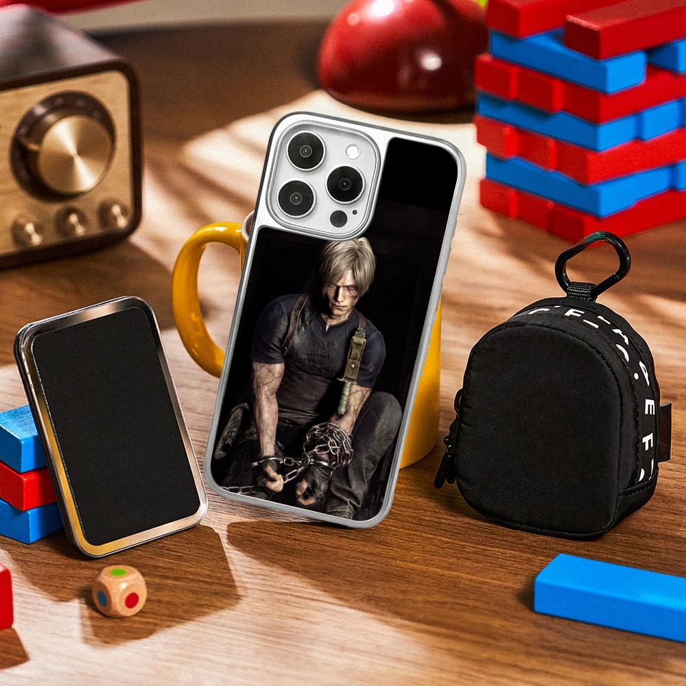 Ada wong X Leon hot game poster Phone Case for iPhone 16 15 14 13 12 11 Pro Max Sheepskin Silver-edged protective case