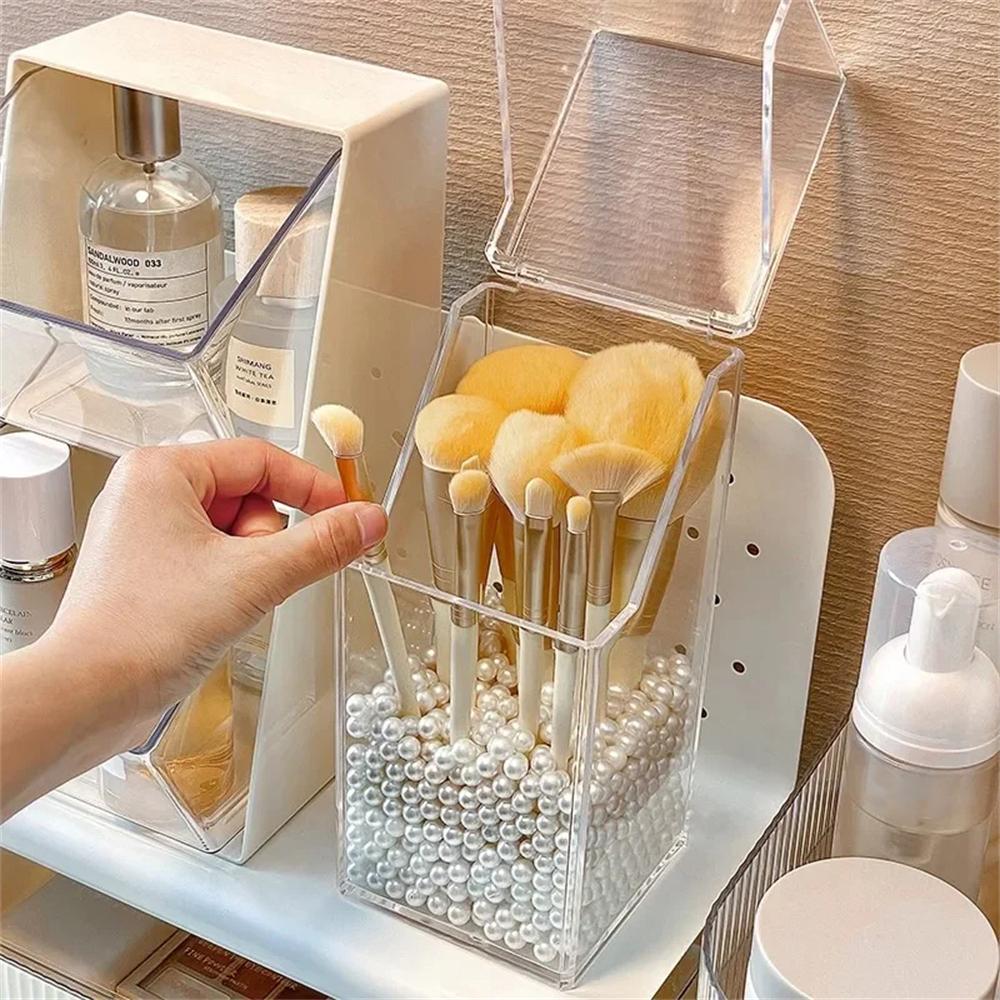 1pc Makeup Brush Storage Box Simple And Transparent Multifunctional Makeup Brush Storage Rack Simple Durable And Practical
