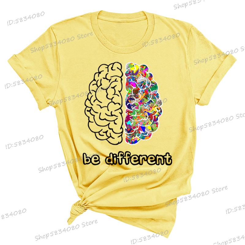 Autism Awareness Day Essential Tshirt Autist Brain Be Different Graphic T Shirts Autism Awareness Crew Neck Short Sleeve Tshirt