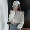 Women's Off-shoulder Spring and Autumn New Tops Trendy Student Outer Wear Short Loose Women's Clothing