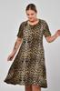 Women's Big Size Dress Short Sleeve Black Leopard Patterned Dress