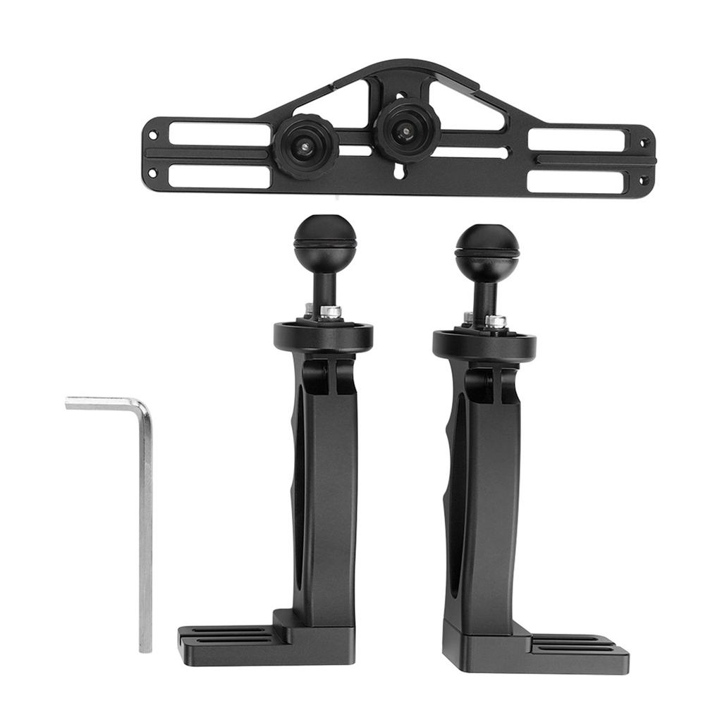 All Metal Dual Handheld Hand Grip Diving Flashlight Bracket Underwater Sports Camera Holder Stabilizer