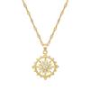 Titanium Steel Light Luxury Full Diamond Micro-Inlaid Zircon Sun Octagram Necklace Copper Electroplated Real Gold Pendant
