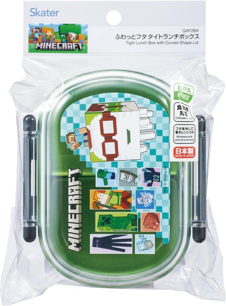 Skater Children's Lunch Box, Fluffy Packing, 1-Tier, 360ml, Made In Japan, Dishwasher and Microwave Safe, Minecraft Design, Size 26, Boys, QAF2BA-A