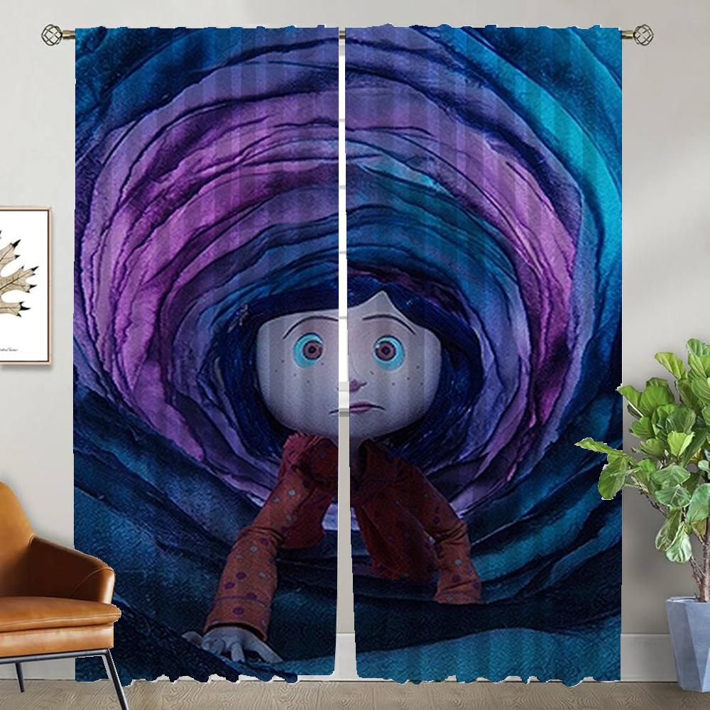

Плотные шторы 2 шт. Coralines Гостиная Шторы Хэллоуин Украшения Шторы для спальни Разделительные шторы Кухня Дом W50xH70cmx2pcs-CL