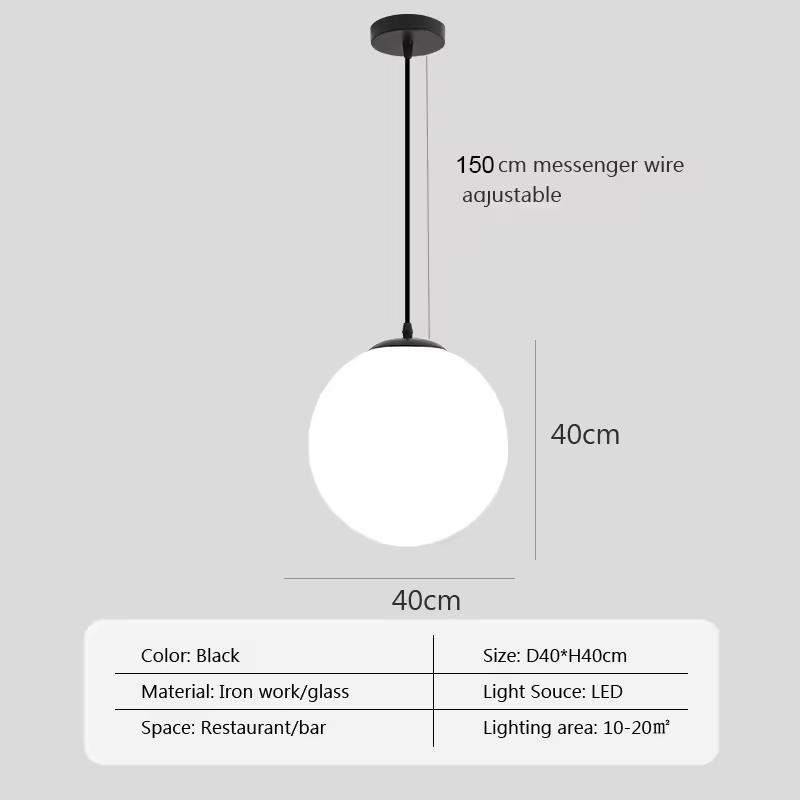 Nordic Glass Ball Pendant Lights Brass Black Hanging Lamp Modern Living Room Dining Bedroom Decor Ceiling Lighting Fixture House