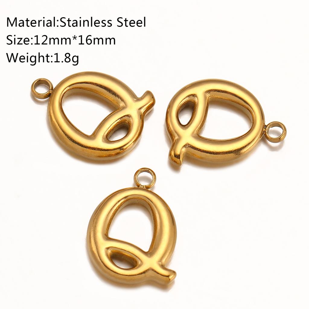 3Pcs Initial Charms 3D Stainless Steel English Letter Pendant 18K Gold Color PVD Plated Bubble Alphabet Charm DIY Jewelry Making