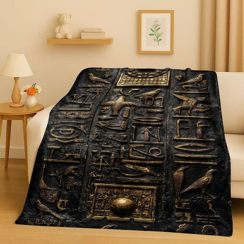 3D Ancient Egypt Pictographic Eye of Horus Flannel Blanket,Ultra Soft Warm Plush Throw for Home Bedroom Bed Sofa Cover Office