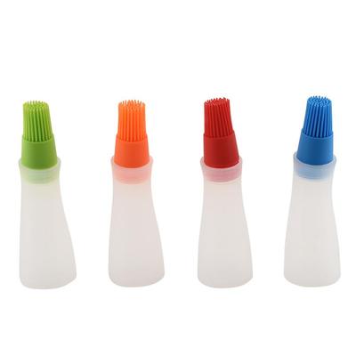Silicone Oil Bottle Brush Oil Dispenser Bottle With Barbecue Brush High Temperature Resistant Basting Brush Kitchen BBQ Tools