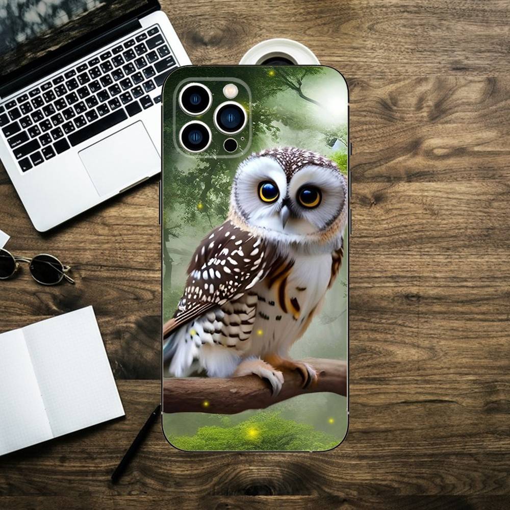 Bird Owl Cute Phone Case For iPhone 16,15,14,13,12,11,XS,XR,X,8,7,Pro,Max,Plus,mini Silicone Black Cover