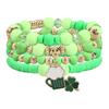 St. Patricks Day Bracelets Handmade Beaded Stackable Bracelet Irish Green Leaf Hat Lucky Shamrock Charm Bracelet for Women