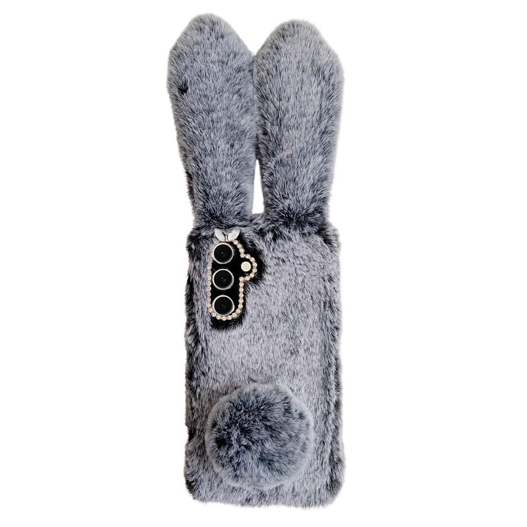 Für Samsung Galaxy S25 Hülle Plüsch Niedlicher Hase Winter Flauschig TPU Handyhülle
