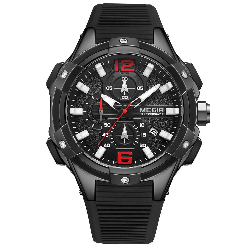 Men'S Watch, Large Dial Multifunctional Calendar Waterproof Silicone Sports Watch 2161