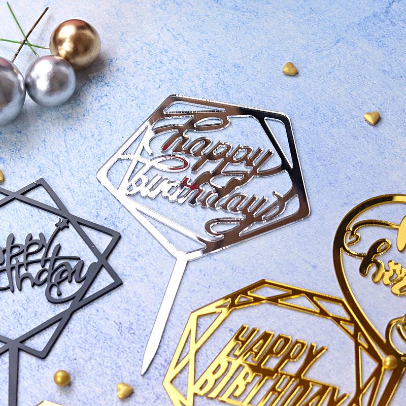 50 Stück Goldene Acryl-Kuchenstecker - Geburtstag, Festival, Muttertagsfeier