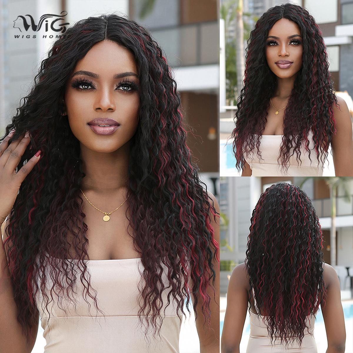 

Жіноча імітація перуки 62 см Волосся Чорно-коричнева перука Довга закручена перука Т-подібна передня мереживна мереживна перука Головні убори Краса Перука з канекалону 62cm чорний