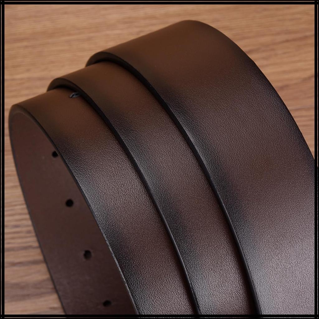 [White Fang] Belt Buckle Business Casual Formal Simple Stylish for Commuting Men BTA323 (Dark Brown)