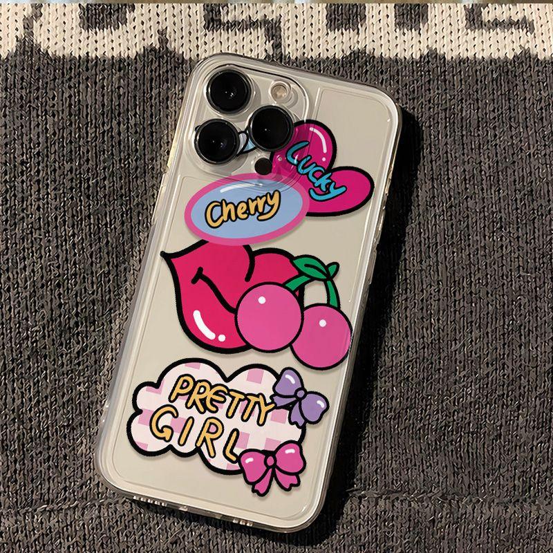 

Sexy Red Lips Cherry Phone Case For Samsung Galaxy S23 S24 S25 S26 Ultra S22 S21 S20 Plus FE A71 A72 Soft Fashion Back Cover Galaxy S23 FE