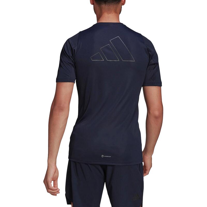 Adidas T Shirts Men's Navy Blue Crew Neck Moderate Straight Fit HC0408