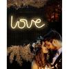 Love Letter Warm White LED Neon Sign Wedding Party Decoration USB & Battery Powered Aesthetic Night Lights Wall Art Neon Lamps for Girls'