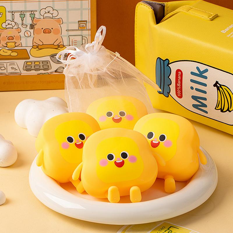 Cute Smile Bread Squishy Stress Ball Soft Sensory Fidget Squeeze Anti Stress Toy Fun Dough Ball Anxiety Squish Party Favor Gift