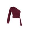 Claret Red Slim Tie Detailed Single Sleeve Crop Stretchy Knitted Blouse Twoaw23bz00094