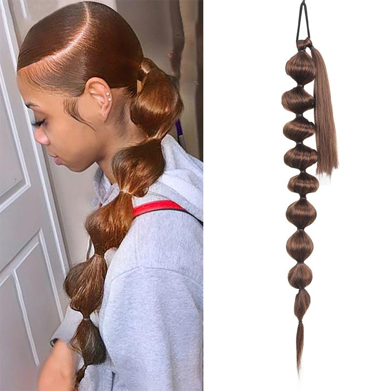 Lampion Bąbel Kucyk Peruka 30 cali Damska Długi Warkocz Kucyk Peruka Syntetyczna Do Noszenia Naturalna Halloween Impreza Role-Playing Użytek