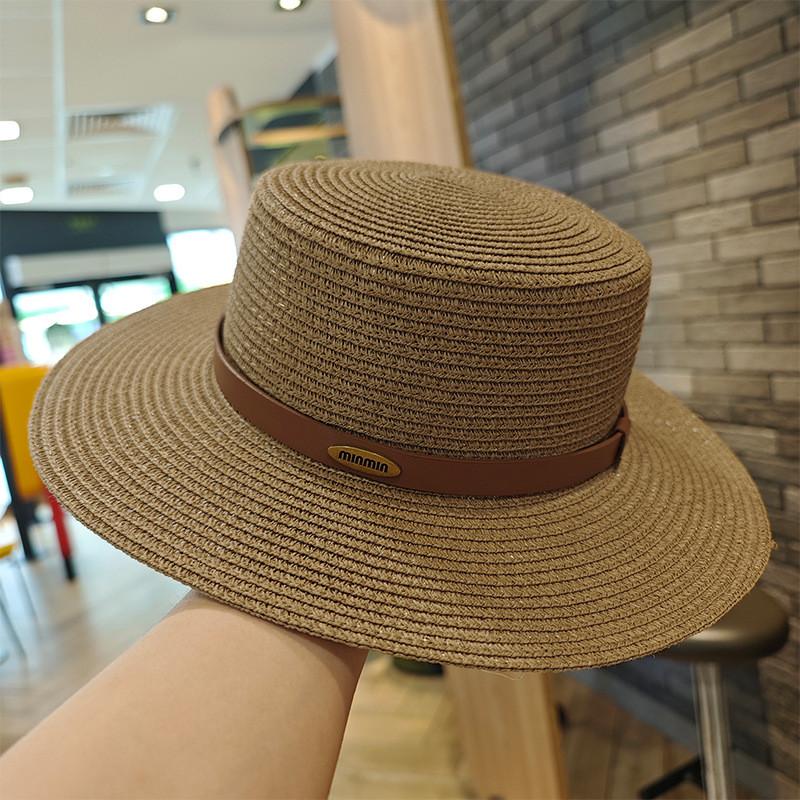 Summer Wide Brim Straw Hat With Embroidered Details For Beach And Sun Protection